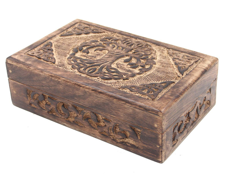 [Australia] - DharmaObjects Hand Carved Jewelry Trinket Keepsake Wooden Storage Box (Celtic Tree Of Life, Large) Celtic Tree Of Life 