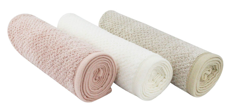 [Australia] - Aniease Hair Drying Towels Wrap Turban Microfiber with Button Design for Curly Long Thin or Short Hair Turban (3 Pack, Off White+Khaki+Pink) 3 Pack 