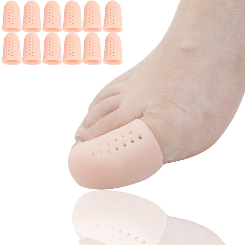 [Australia] - Big Toe Caps 12 Pieces - Breathable Gel Toe Protector, Great to Cushion Toe and Provides Pain Relief from Corns, Blisters, Missing or Ingrown Toenails for Woman and Man 4 