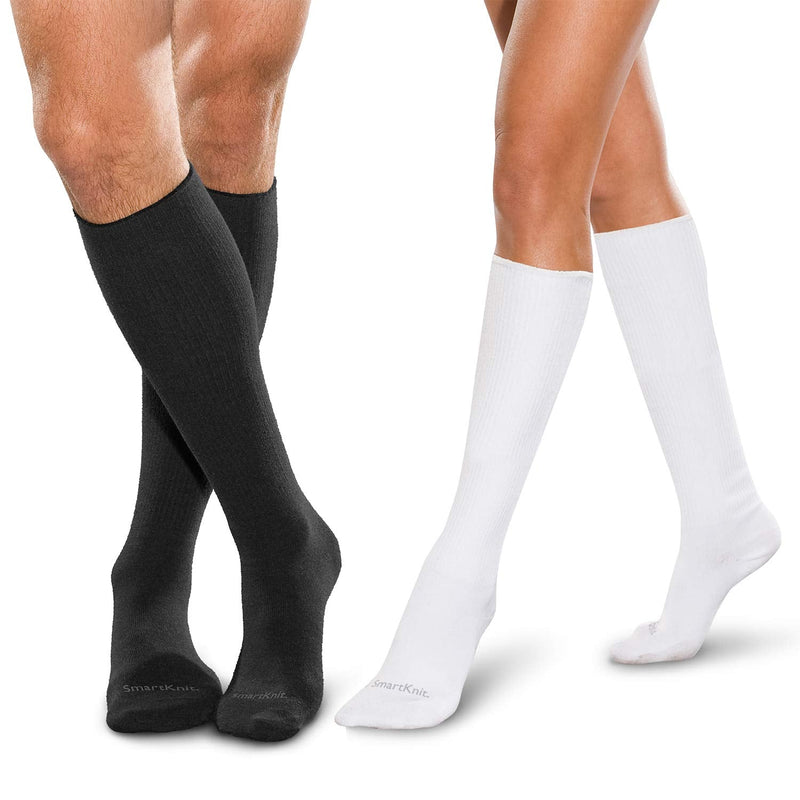 [Australia] - SmartKnit Seamless Diabetic Over-The-Calf Socks- 3 Pack (6 Count), X, Large, Black White & White X-Large White White & Black 