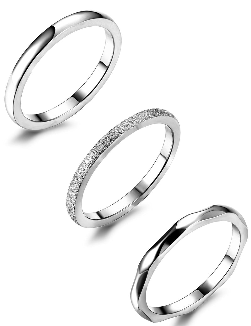 [Australia] - JOERICA 3Pcs 2mm Stainless Steel Women's Stackable Eternity Ring Band Engagement Wedding Ring Set 4-9 stainless-steel, silver tone 5 