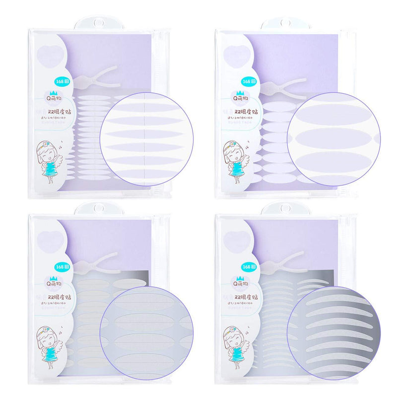 [Australia] - TIK Tok 1344Pcs/4Pack Ultra Invisible One/Two Side Sticky Double Eyelid Tape Stickers, Medical Fiber Eyelid Lift Strip, Instant Eyelid Lift NoSurgery, Perfect for Hooded, Droopy, Uneven, Mono-Eyelid 4 Packs/4 Kinds of Eyelid Tapes 