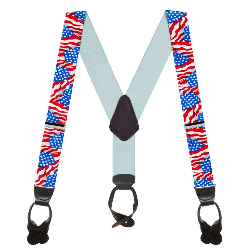 [Australia] - SuspenderStore Men's Old Glory Suspenders - BUTTON 54" for 6'1" to 6'5" tall 