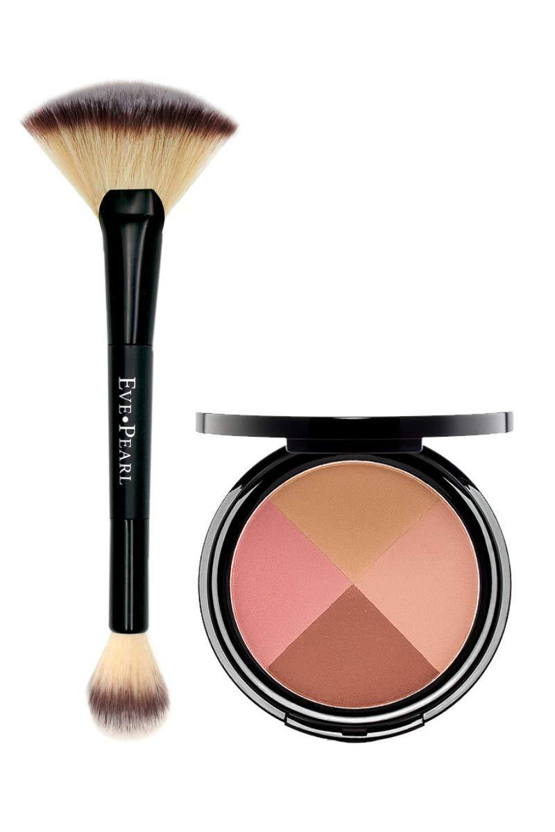 [Australia] - EVE PEARL Ultimate Face Compact And 204 Dual Fan Highlighter Brush Blush Bronzer Highlighter Contour Palette Eyeshadow Makeup Set Medium to Deep- Ageless 