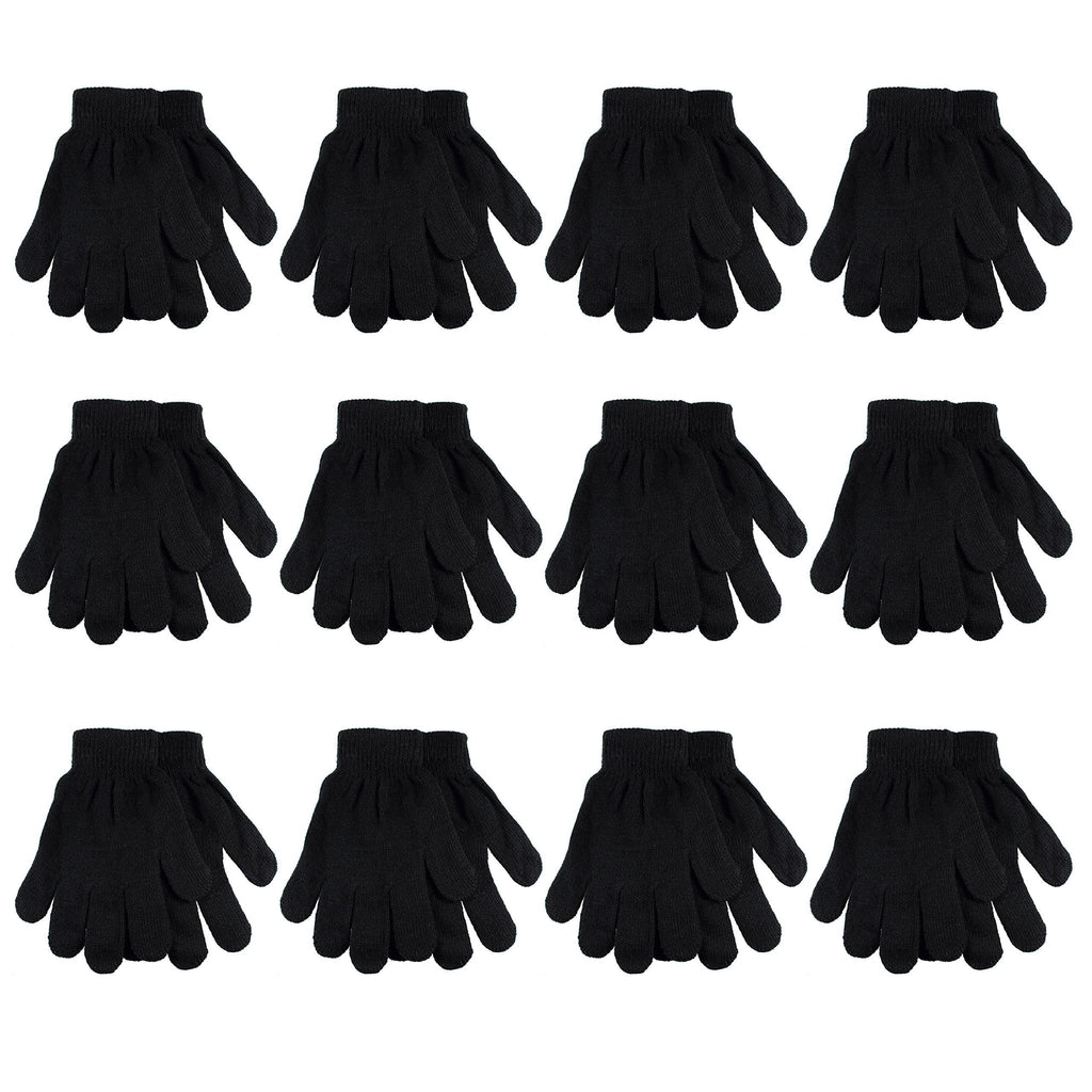 [Australia] - Gelante Adult Winter Knitted Magic Gloves Wholesale Lot 12 Pairs Small Small Hand-black 
