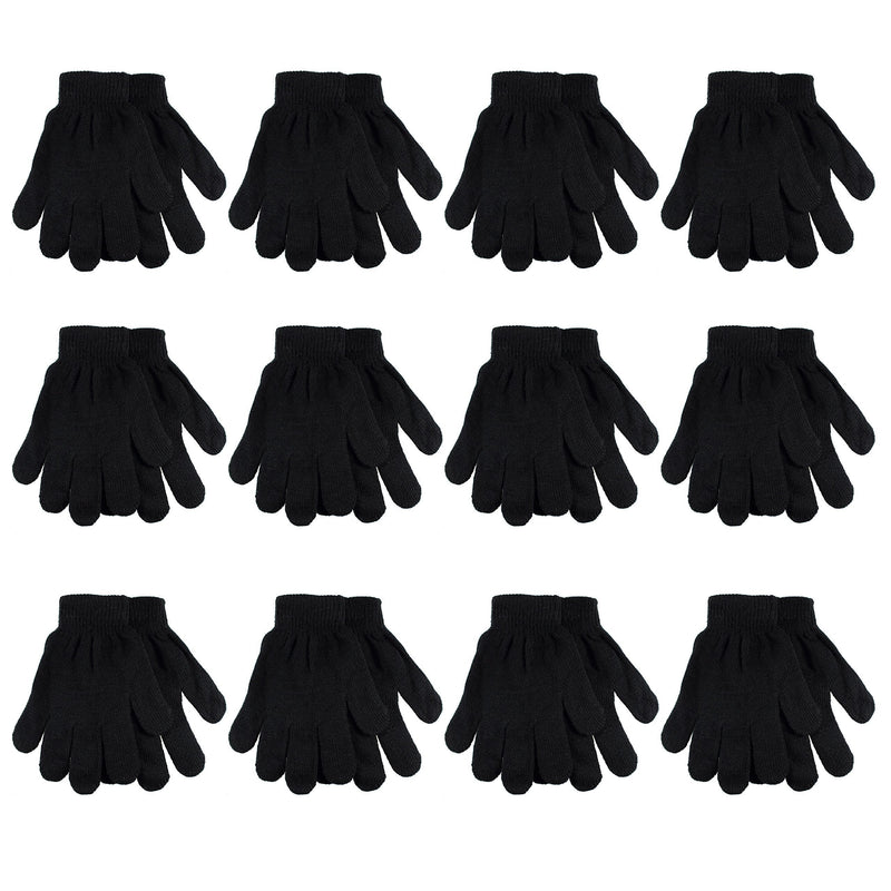 [Australia] - Gelante Adult Winter Knitted Magic Gloves Wholesale Lot 12 Pairs Small Small Hand-black 