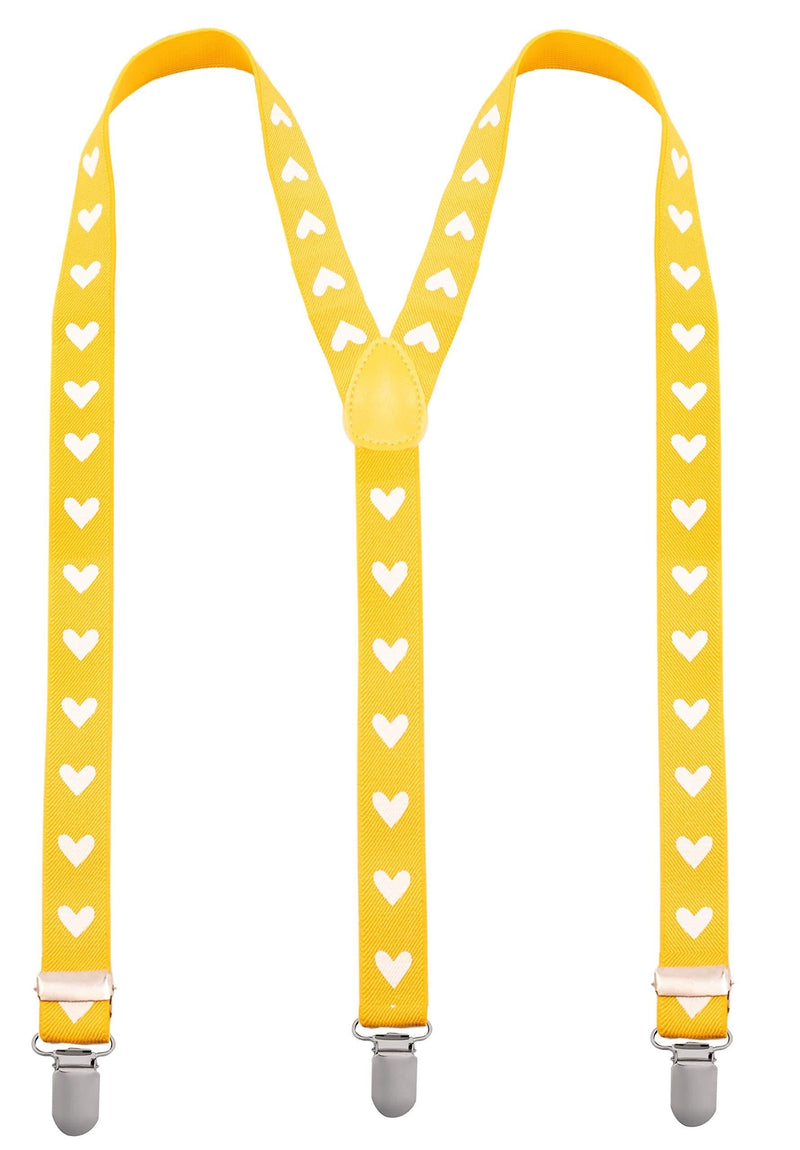 [Australia] - Fashion Star Suspenders for Men - Mens Suspenders with Clips - Many Colors to Choose From Yellow With White Stars 