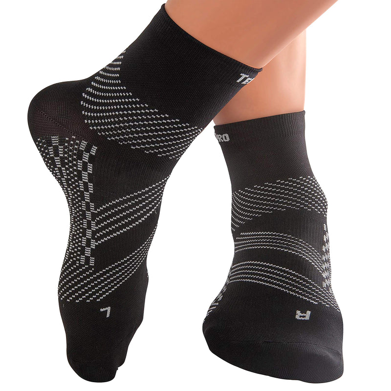 [Australia] - TechWare Pro Plantar Fasciitis Socks - Ankle Compression Socks for Women & Men. Achilles Tendonitis Brace & Foot Arch Support Large Black / Gray 