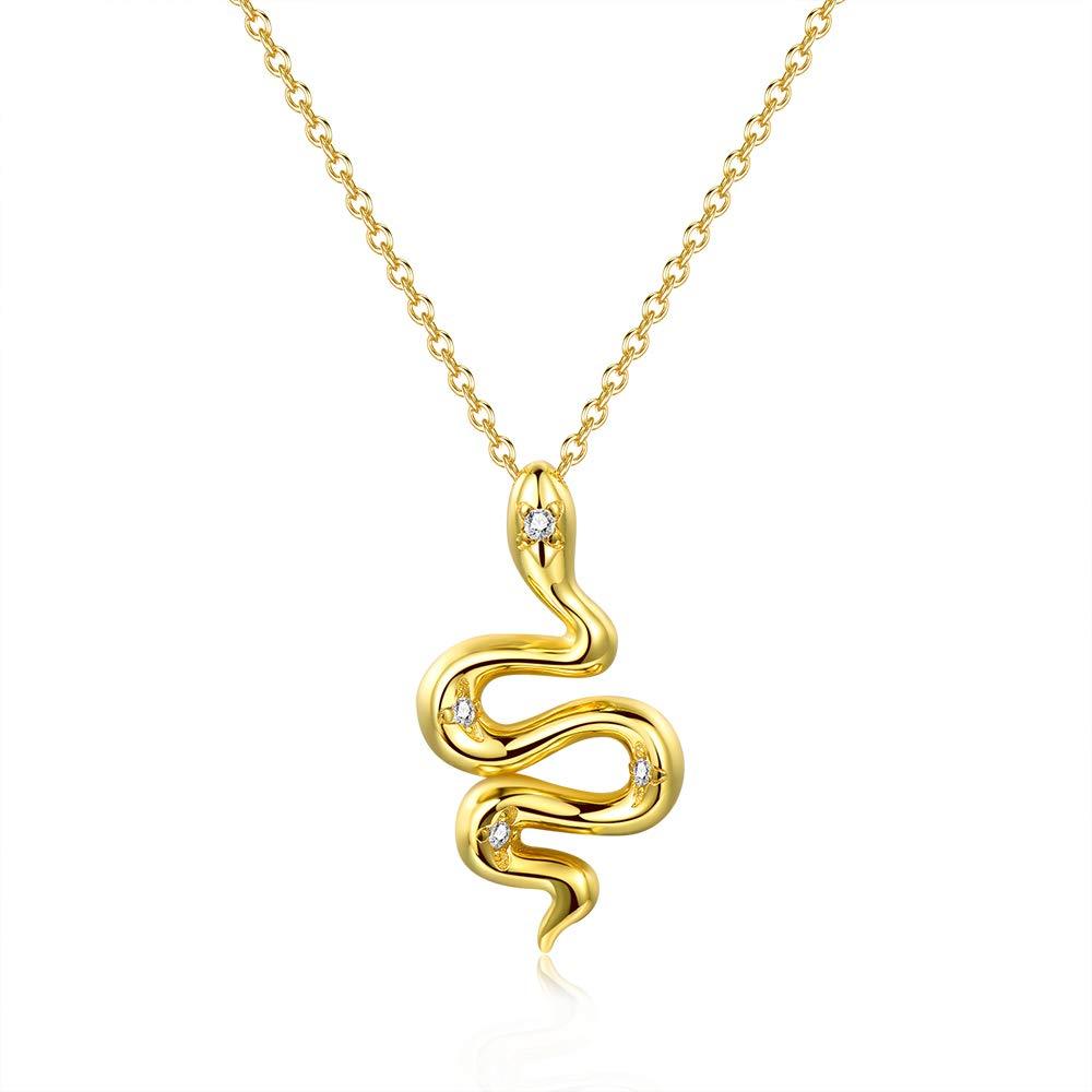 [Australia] - Gold Snake Pendant Necklace 16 Inch Gold 