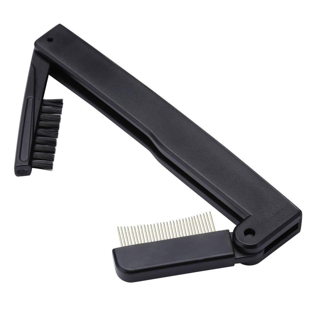 [Australia] - Folding Eye Lash Brow Comb Metal Teeth Dual Sided Eyelash Mascara Applicator Eyebrow Grooming Tool Compact Brush for Define Lash & Brow 