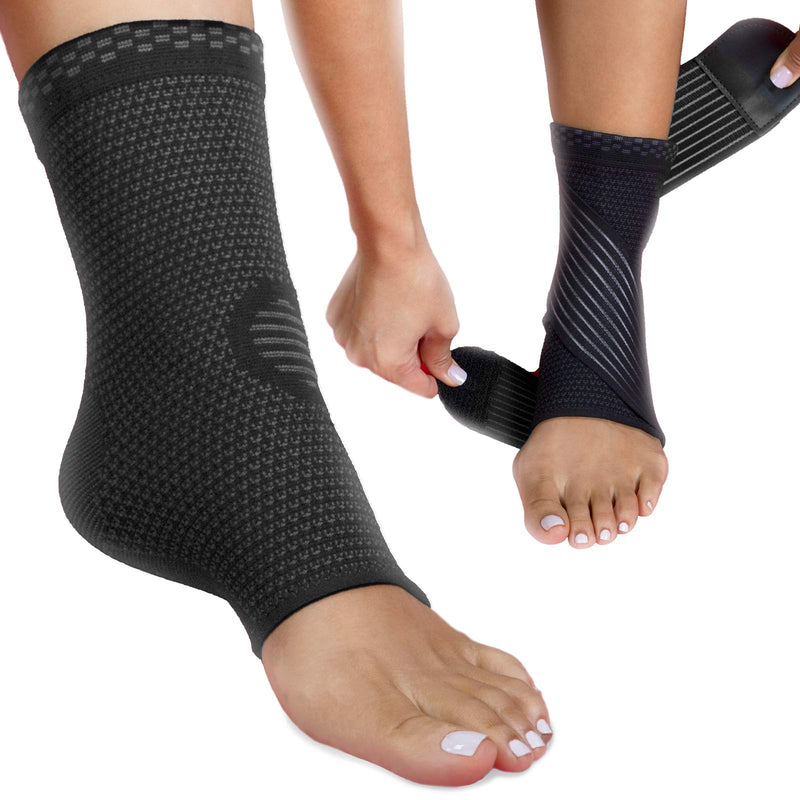 [Australia] - Modetro Sports Ankle Brace for Plantar Fasciitis Relief, Tendonitis, and Achilles Tendon Support - Compression Foot Sleeve for Men and Women Small Black 