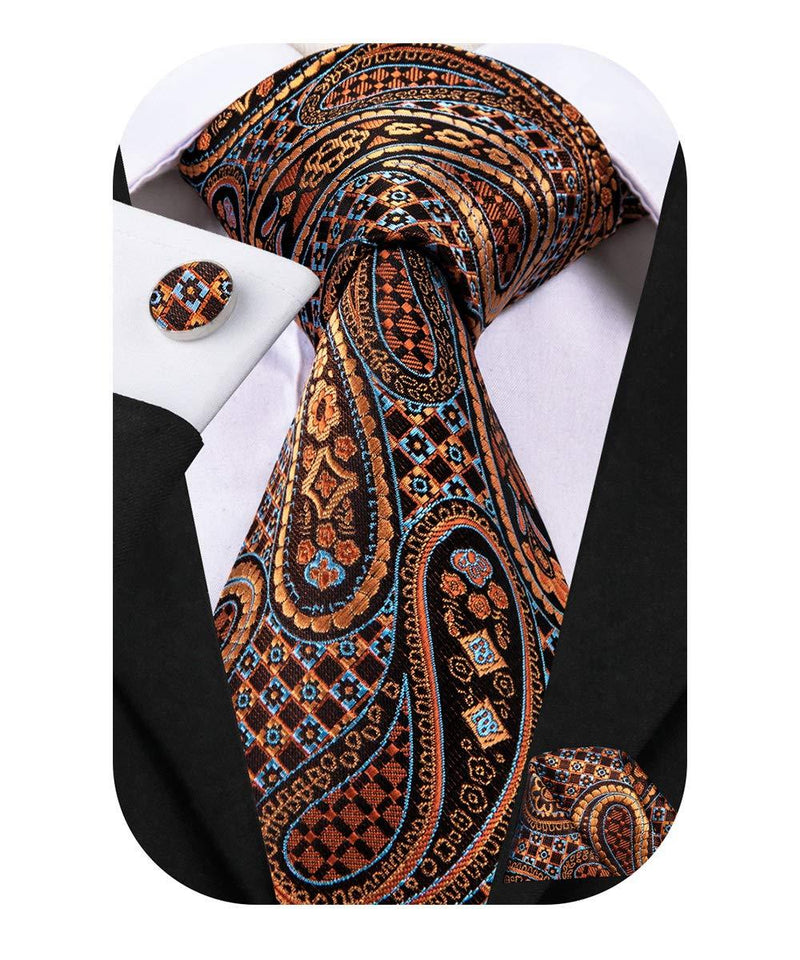 [Australia] - Dubulle Mens Paisely Silk Tie and Pocket Square Set Y-n-3078 