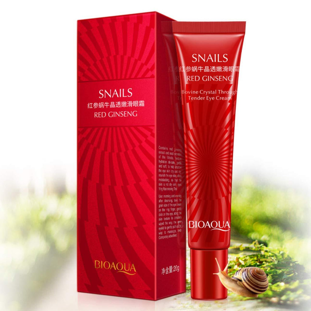 [Australia] - BIOAQUA Red Ginseng Eye Cream Snails Bovine Crystal Through Tender Soft Skin Hydrating and Moisturising Effect Care for Skin Blooming Eyes Tight Firmer Gently Cleans Removes Dirt Oil 20g 