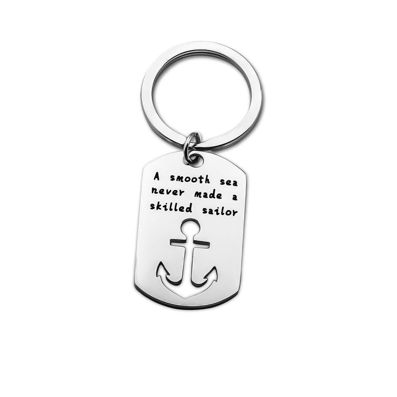 [Australia] - Inspirational jewelry A Smooth Sea Never Made A Skilled Sailor Keychain Sailors Gift Anchor Jewelry Anchor Keychain 