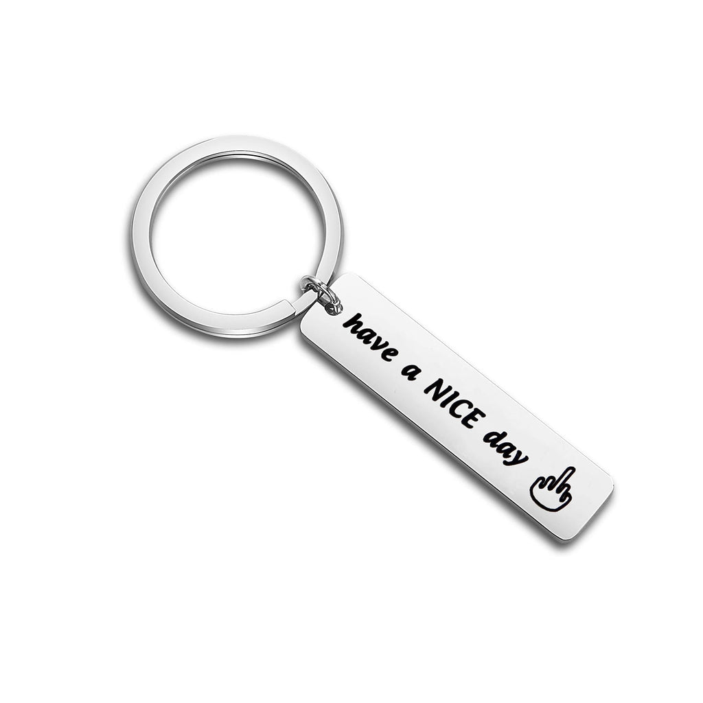[Australia] - bobauna Have A Nice Day Middle Finger Keychain Funny Gift for Co-Worker Best Friends have a nice day keychain 
