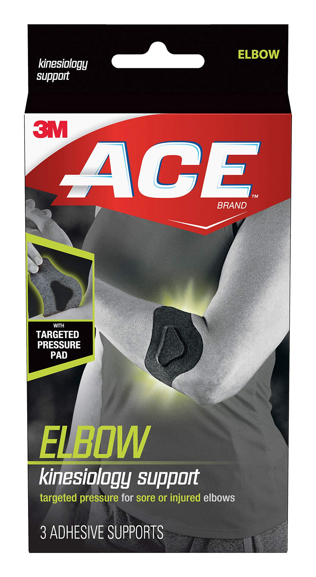 [Australia] - ACE Kinesiology Elbow Support, Flexible Fiber, Pre-Cut Design Contours to Elbow, Breathable, Water-Resistant, May Be Worn for up to Three Days 