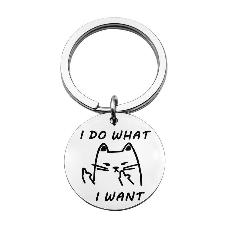 [Australia] - BNQL Funny Cat I Do What I Want Keychain Bracelet Geeky Keyrings Gifts Silver 