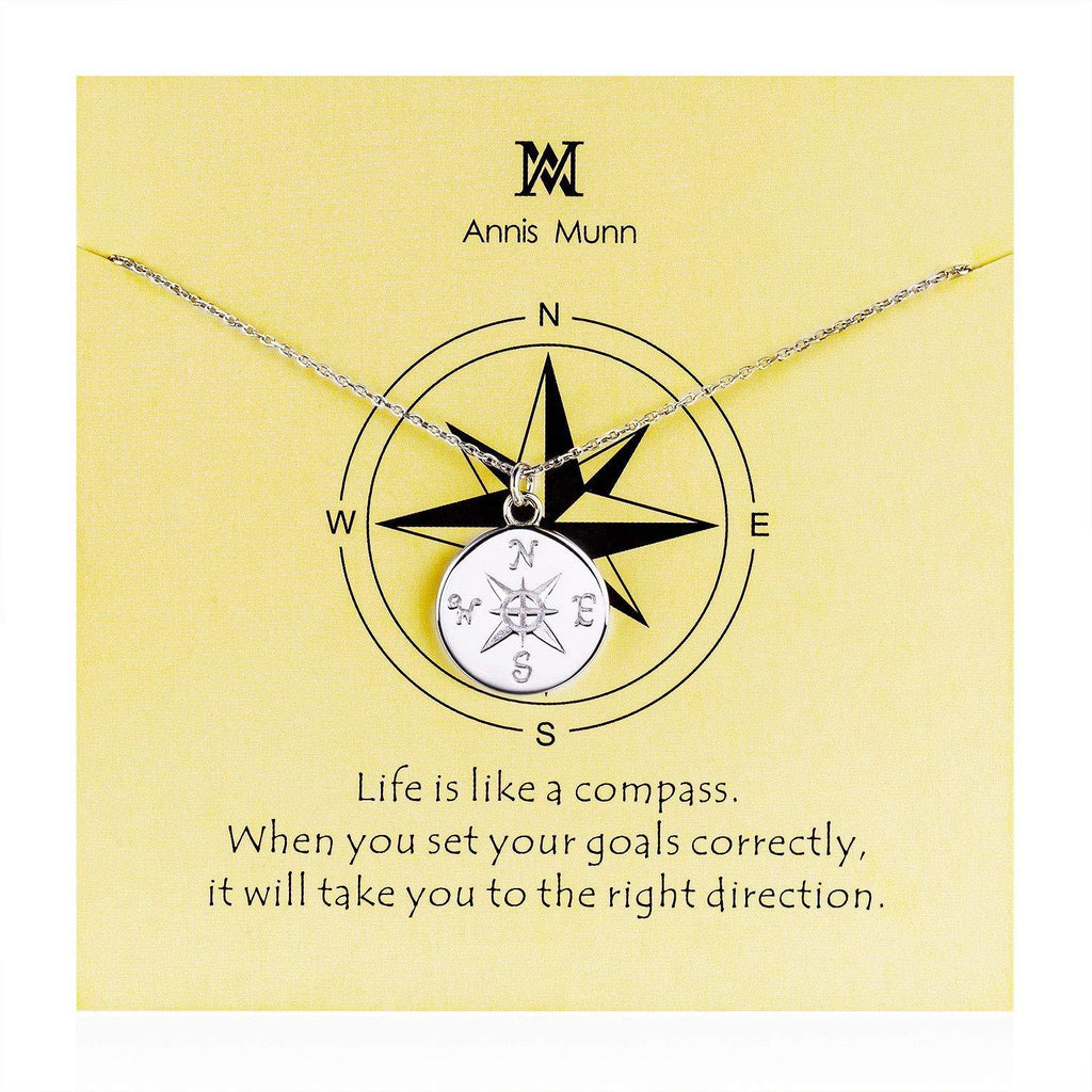 [Australia] - Graduation Compass Pendant Necklace – 925 Sterling Sliver direction necklace, Christmas Graduation Jewelry Birthday Gift for Women and Girls 