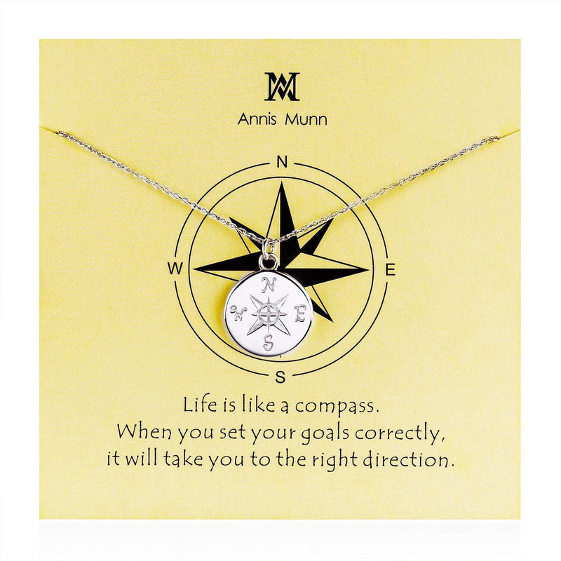 [Australia] - Graduation Compass Pendant Necklace – 925 Sterling Sliver direction necklace, Christmas Graduation Jewelry Birthday Gift for Women and Girls 