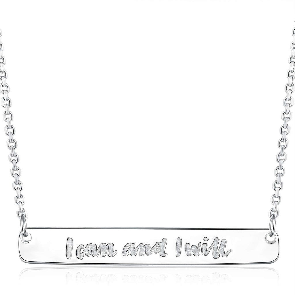 [Australia] - Dream & Believe Necklace - 925 Sterling Silver Bar Necklace Engraved 'I Can and I Will' Christmas Day Jewelry Birthday Gift for Girls and Women 