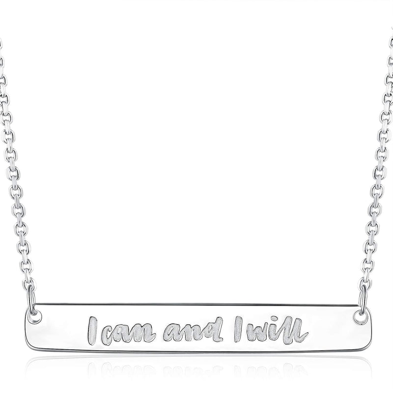 [Australia] - Dream & Believe Necklace - 925 Sterling Silver Bar Necklace Engraved 'I Can and I Will' Christmas Day Jewelry Birthday Gift for Girls and Women 