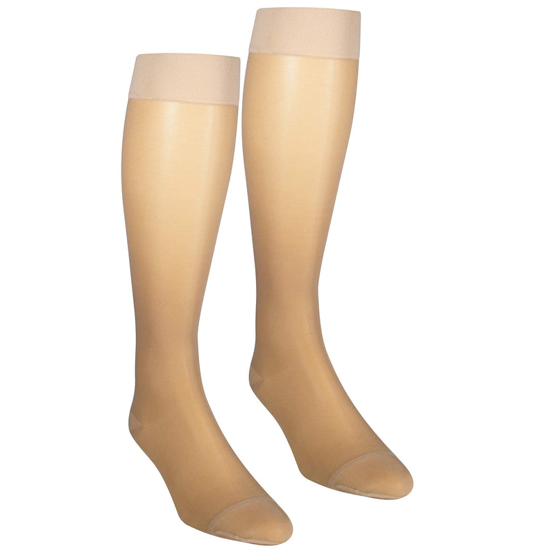 [Australia] - NuVein Sheer Compression Stockings, 15-20 mmHg Support, Women's Medium Denier Nylons, Knee High, Closed Toe, Beige, 3X-Large 3X-Large (1 Pair) 
