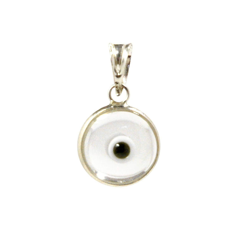 [Australia] - MIZZE Made for Luck Authentic 925 Sterling Silver 10 MM Round Glass Evil Eye Charm Turkish Protection Pendant DIY - 14 Colors to Choose from Clear 