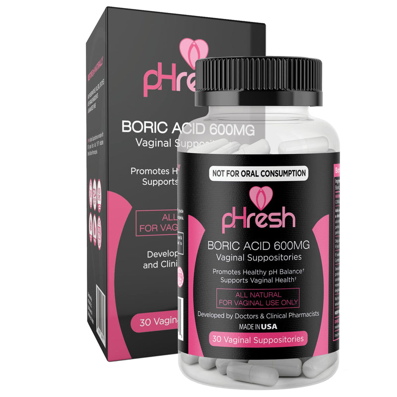 [Australia] - pHresh Boric Acid Suppositories - Intimate Support for Women - Supports Vaginal Health & Promotes Healthy pH Balance - 30 Suppositories for Women - Made in The USA 