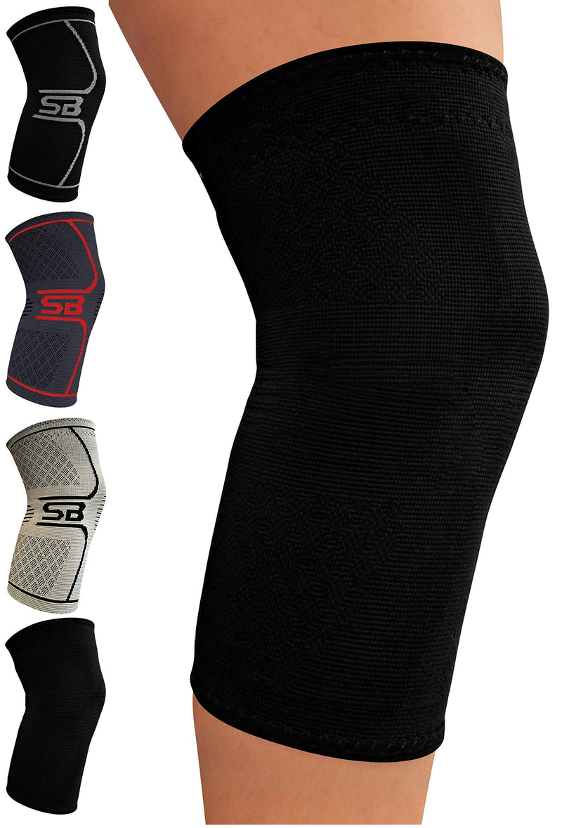 [Australia] - SB SOX Compression Knee Brace - Great Support That Stays in Place - Perfect for Recovery, Everyday Use - Best Treatment for Pain Relief, Meniscus Tear, Arthritis (Solid - Black, Large) Solid - Black Large (Pack of 1) 