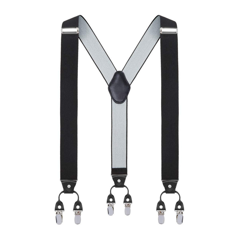 [Australia] - Y Back Mens Suspenders, with 6 Strong Clips Wide Adjustable Elastic Braces for Casual&Fomal by Grade Code Black 