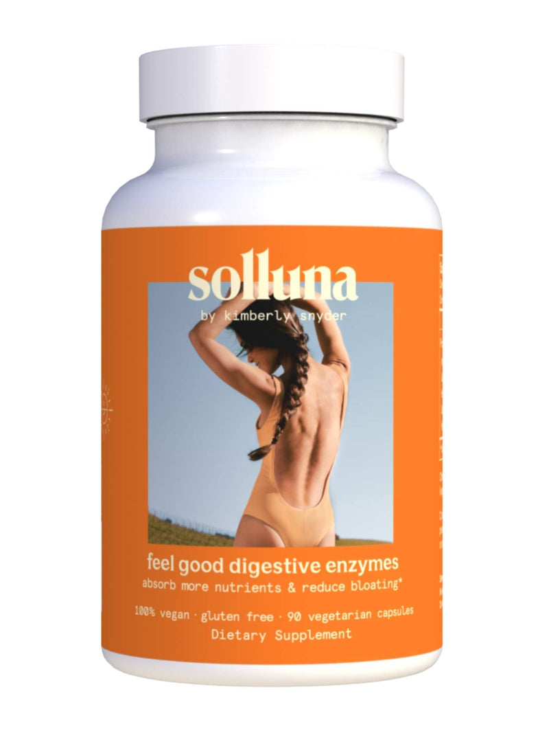 [Australia] - Feel Good Digestive Enzymes — Solluna by Kimberly Snyder — Digestion & Nutrient Absorption Aid for Stomach Pain, Gas & Bloating — Multi-Enzymes Lipase, Amylase, Protease, Cellulase, & Galactosidase 