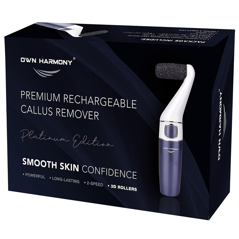 [Australia] - Electric Foot Callus Remover: Own Harmony Professional Foot Care Pedicure Tools, Rechargeable Feet Scrubber Dead Skin, Electronic Foot File Pedi Grinder, Best for Hard, Dry, Cracked Heels (3 Rollers) Midnight Platinum 