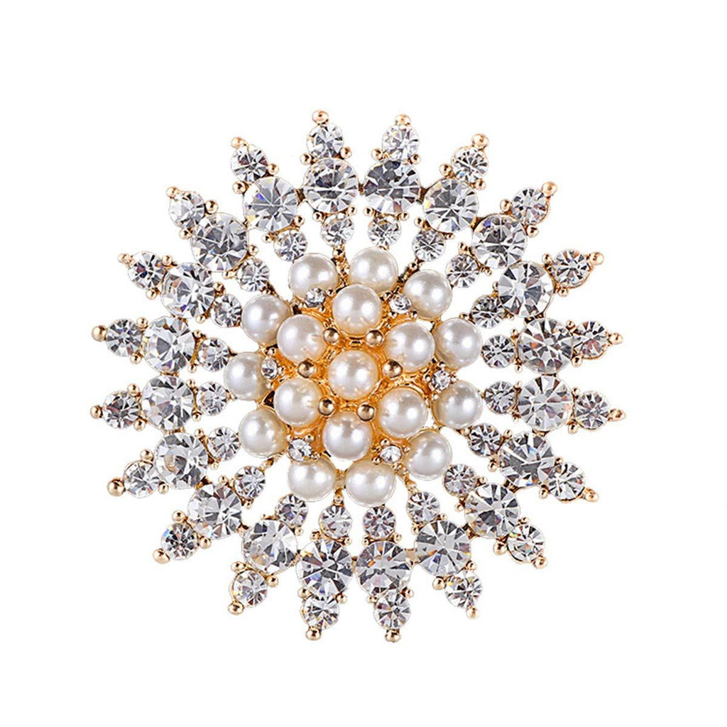 [Australia] - Merdia Brooch Pin Faux Pearl Brooches Simulated Crystal Brooch Pins Flower Brooch 