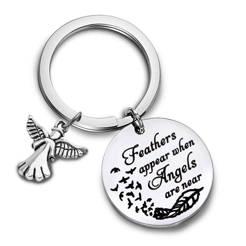 [Australia] - Memorial Keyring Sympathy Gift Feathers Appear When Angels are Near in Memory of Loved One Loss Jewelry Remembrance Gift Remembrance Keychain 