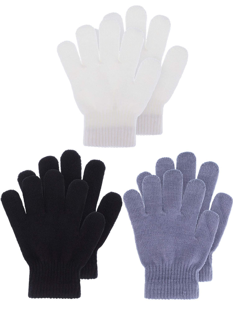 [Australia] - Kids Gloves Full Fingers Knitted Gloves Warm Mitten Winter Favor for Little Boys and Girls Color Set 1 1 - 3 Years Size, 3 Pairs 