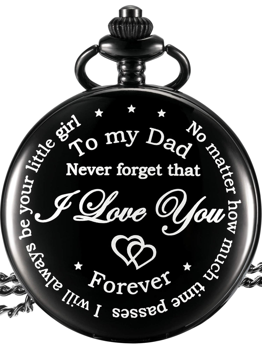 [Australia] - Dad from Daughter to Father Engraved Pocket Watch - No Matter How Much Time Passes, I Will Always Be Your Little Girl (Black) Black 