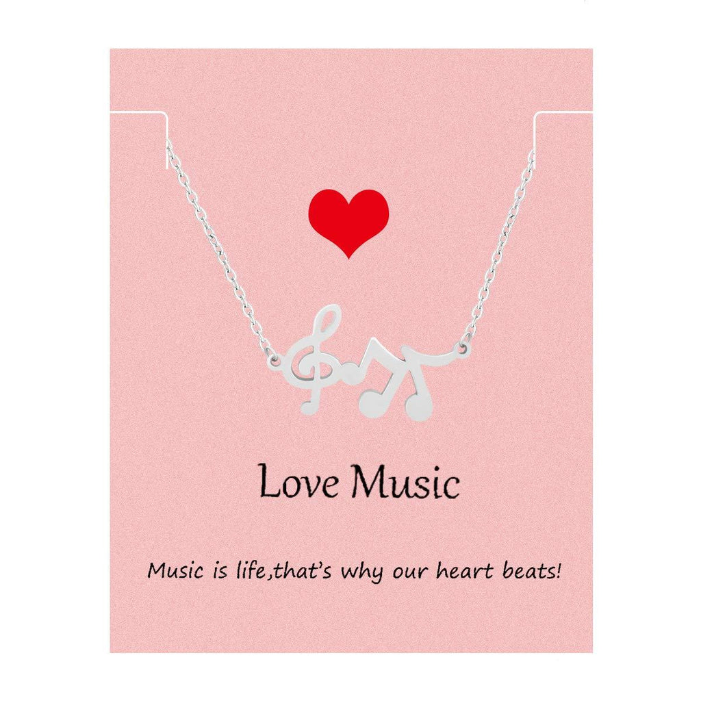 [Australia] - Your Always Charm Music Lover Gifts,Treble Clef Music Note Necklace 16"-18" silver 