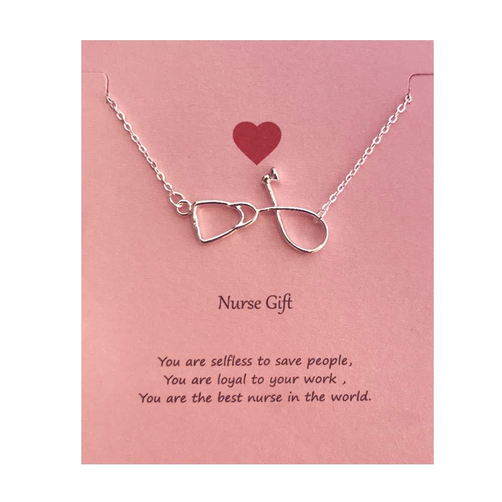 [Australia] - Your Always Charm Stethoscope Lariat Necklace Gift You’re Angles in White,The Word Best Nurse A:silver 