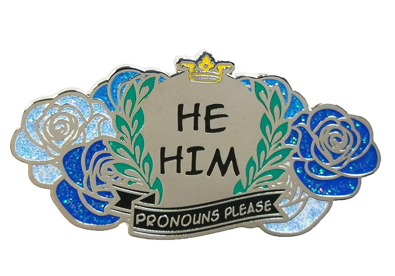 [Australia] - Dark Spark Decals He Him Pronouns Please Gender Identity Pin 1.75" Enamel Pin 