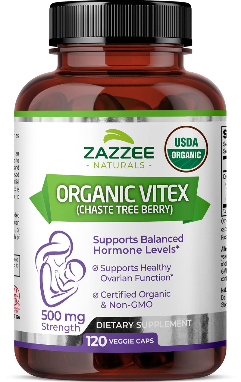 [Australia] - Zazzee USDA Organic Vitex, 500 mg Strength, 120 Vegan Capsules, USDA Certified Organic, Potent 4:1 Extract, Made from Whole Organic Chaste Berry, Vegan, All-Natural and Non-GMO 