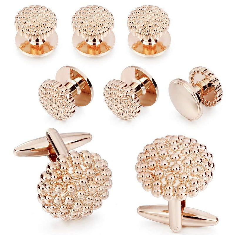 [Australia] - HAWSON Knot Cufflinks Tuxedo Studs Set for Men ROSE GOLD TONE 