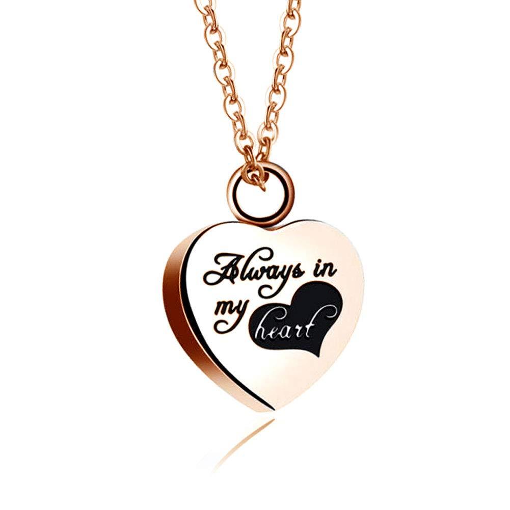 [Australia] - Q&Locket Urn Necklaces for Ashes Angel Wings Memorial Always in My Heart Cremation Keepsake Jewelry Rose Gold Plated 