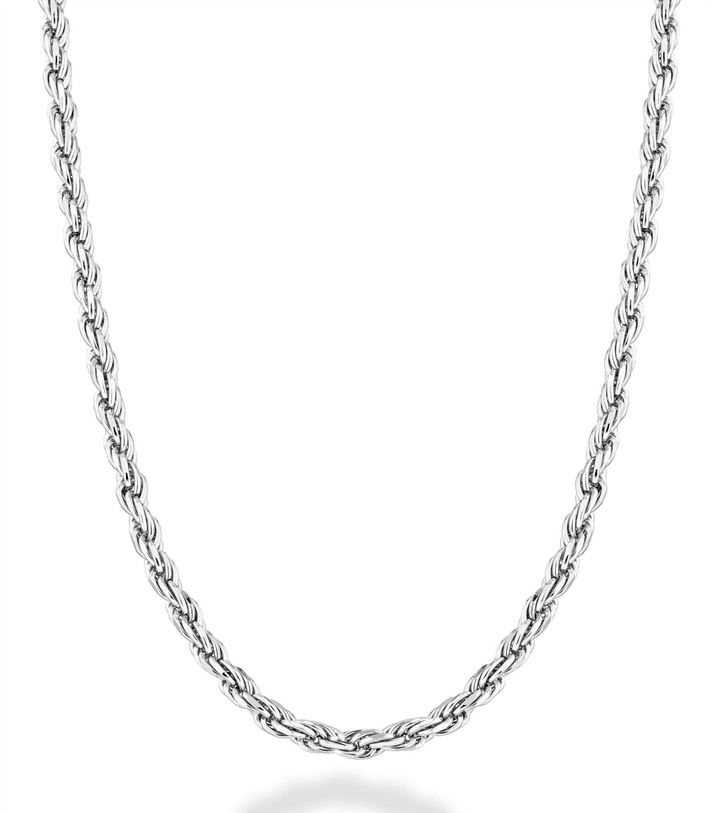 [Australia] - Miabella Solid 925 Sterling Silver Italian 2mm, 3mm Diamond-Cut Braided Rope Chain Necklace for Men Women Made in Italy 16, 18, 20, 22, 24, 26, 28, 30 Inch 18.0 Inches 