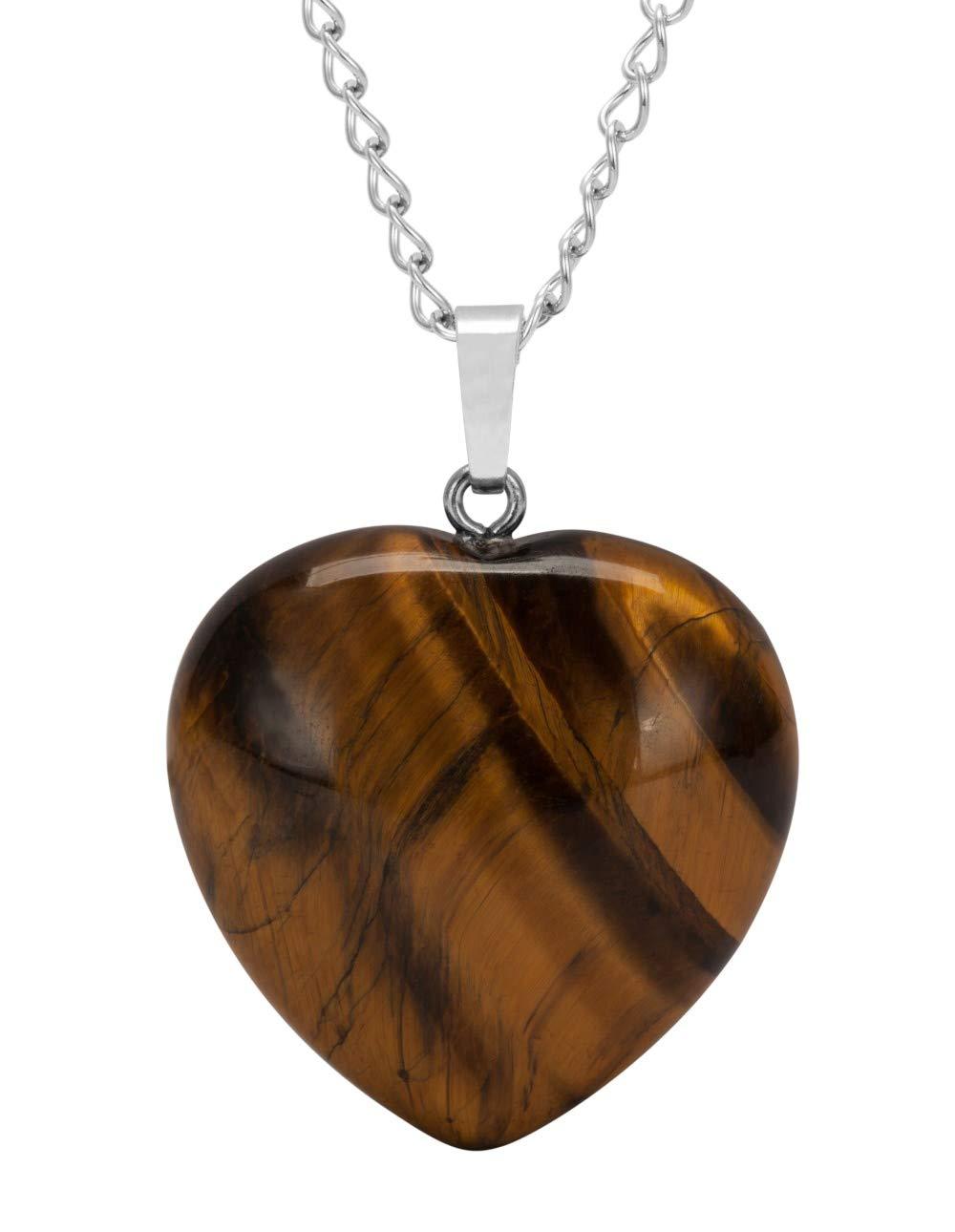 [Australia] - You are My Only Love Natural Gemstone Large Heart Pendant Necklace Healing Crystal Quartz Reiki Chakra Gem Stones 18 Inch Women Girls Birthday Gifts Tiger's Eye 