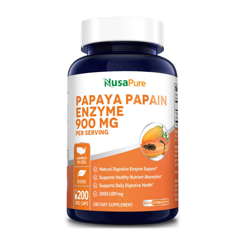 [Australia] - Papaya Papain Enzyme 900mg 200 Veggie Caps (100% Vegetarian, Non-GMO & Gluten Free) 