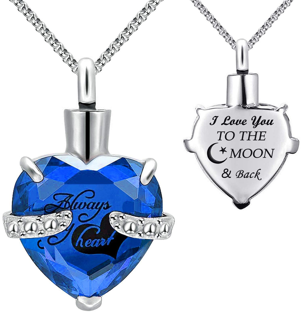 [Australia] - YOUFENG Urn Necklaces for Ashes Always in My Heart Heart Cremation Jewelry Memorial Pendant Birthstone Necklace September URN 