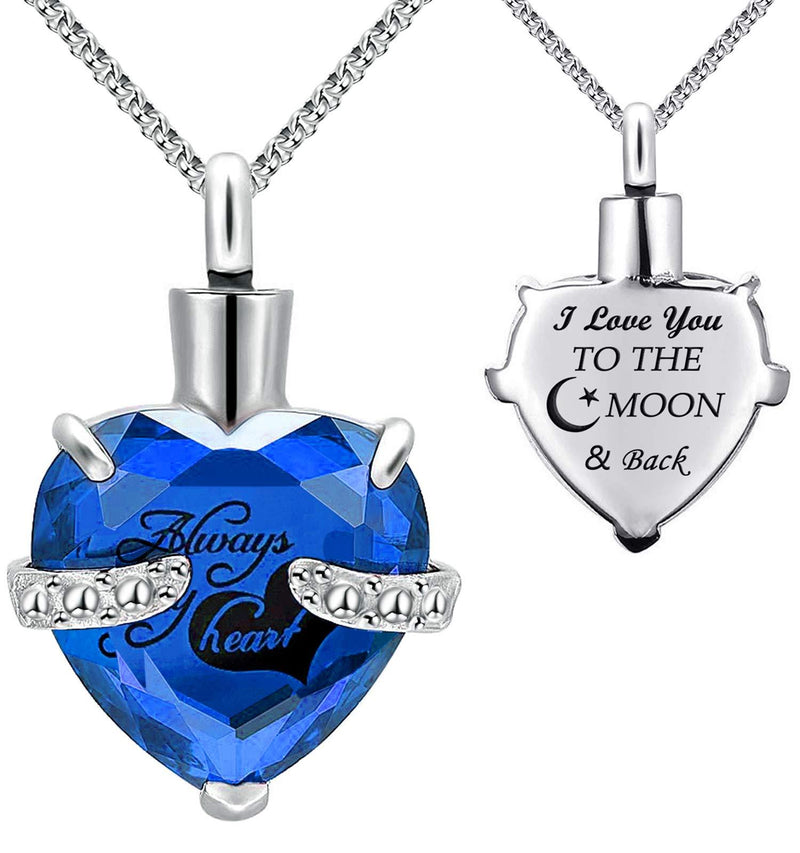 [Australia] - YOUFENG Urn Necklaces for Ashes Always in My Heart Heart Cremation Jewelry Memorial Pendant Birthstone Necklace September URN 