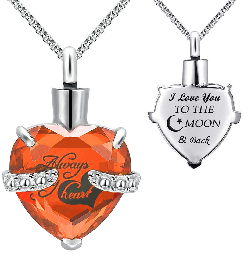[Australia] - YOUFENG Urn Necklaces for Ashes Always in My Heart Heart Cremation Jewelry Memorial Pendant Birthstone Necklace October URN 