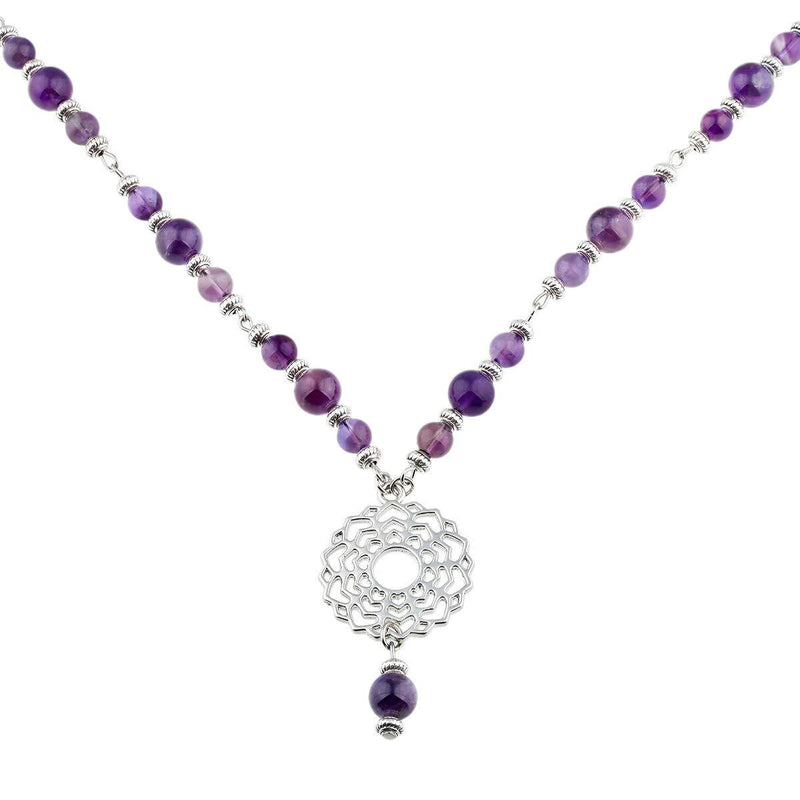 [Australia] - Nupuyai Chakra Necklace for Unisex, Energy Charms Healing Stone Pendant with Chain 23.5" Adjustable Amethyst 