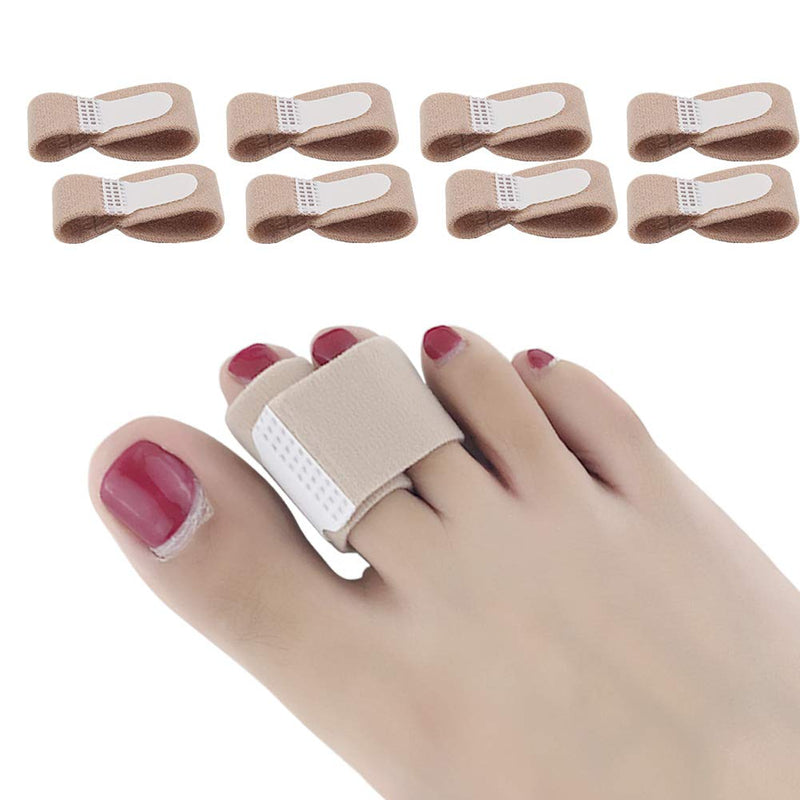 [Australia] - DYKOOK Broken Toe Wraps, 8 Pcs/Pack, Fabric Toe Splint Toe Cushioned Bandages Finger Protectors Straightener Hammer Toe Separators Beige-m Size 